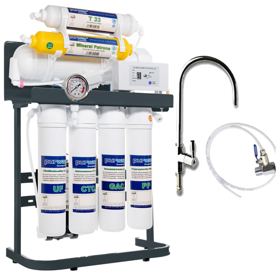 PUR Booster Quick 7 Stufen Direct flow Umkehrosmoseanlage 600 GPD ohne Tank